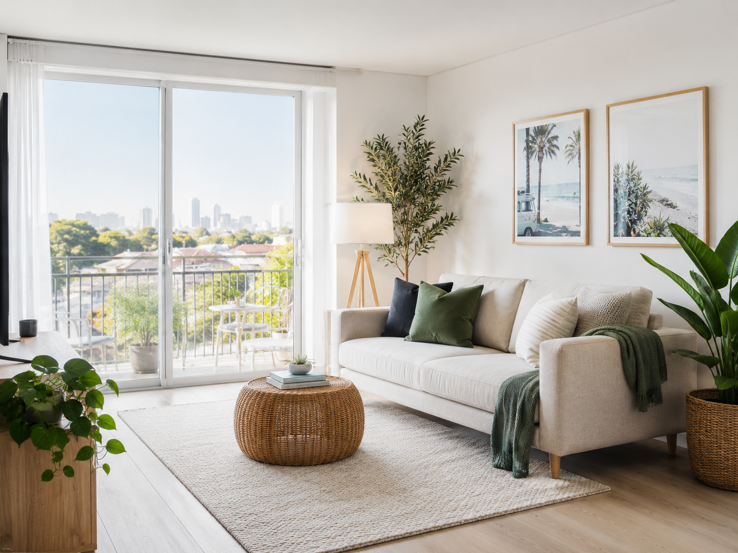 Modern, bright furnished apartment living room