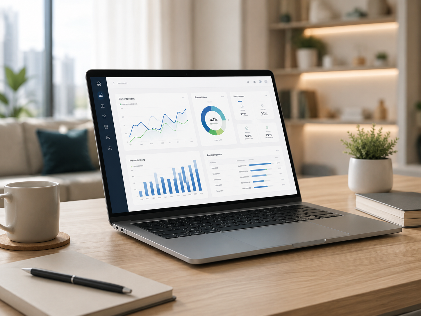 Data analytics dashboard on laptop