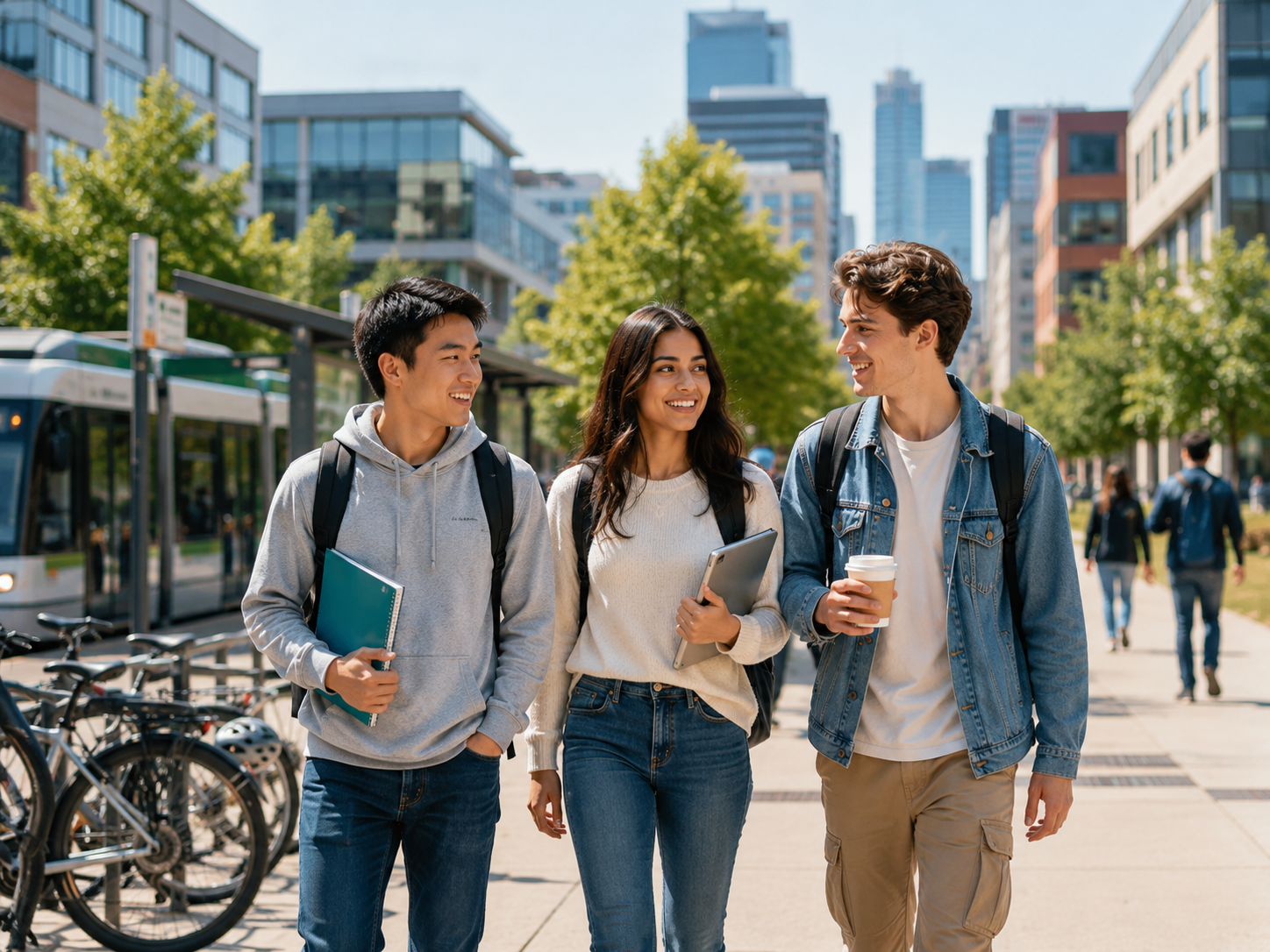 Students near university campus