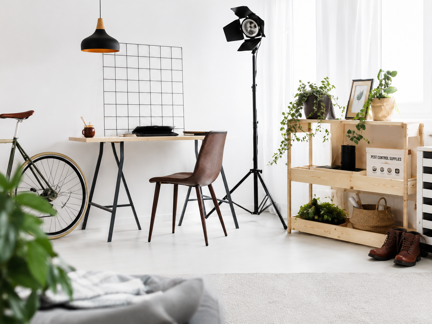 Clean bright workspace representing pest-free living